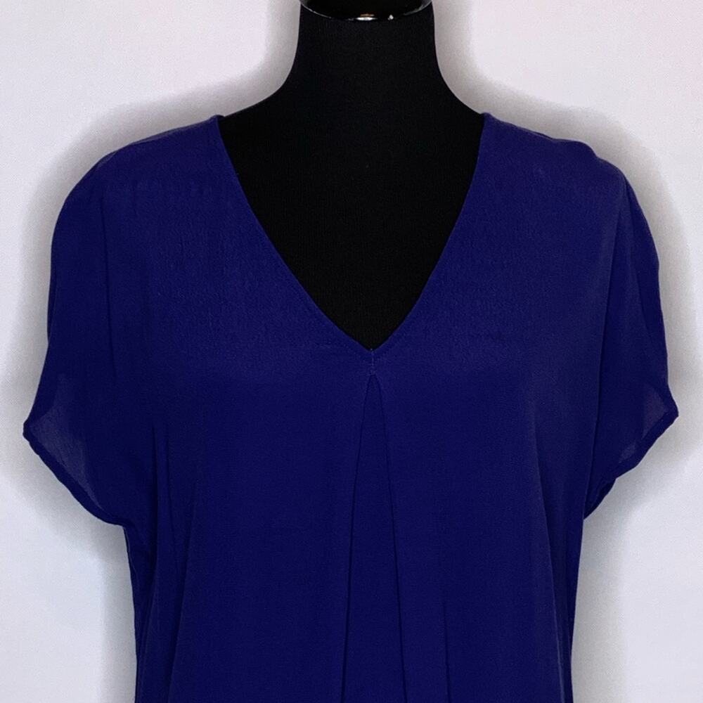 Madewell navy blue v pleated neck shift dress size Medium - Picture 4 of 13